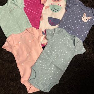 Newborn Onesies- Polka Dot Baby Onesie Set - Blue, Pink, Green